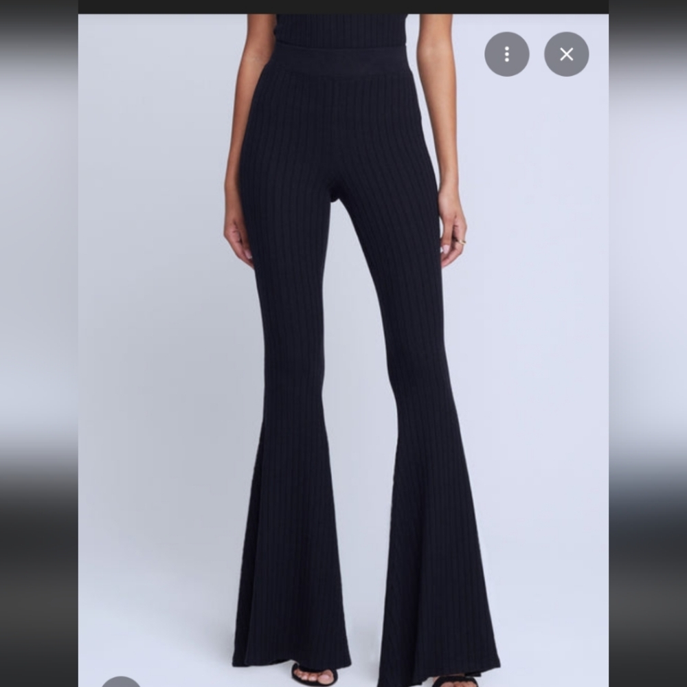 L'AGENCE Black Ribbed Knit Flare Pants
